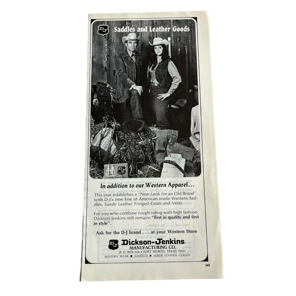 Dickson Jenkins Vintage Print Ad 1970s Western Apparel Saddles Leather Goods - Picture 6 of 6